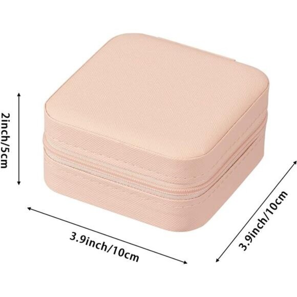 Small Jewelry Box, Travel Portable Jewelry Case for Ring, Pendant, Earring -Pink - Picture 5 of 7